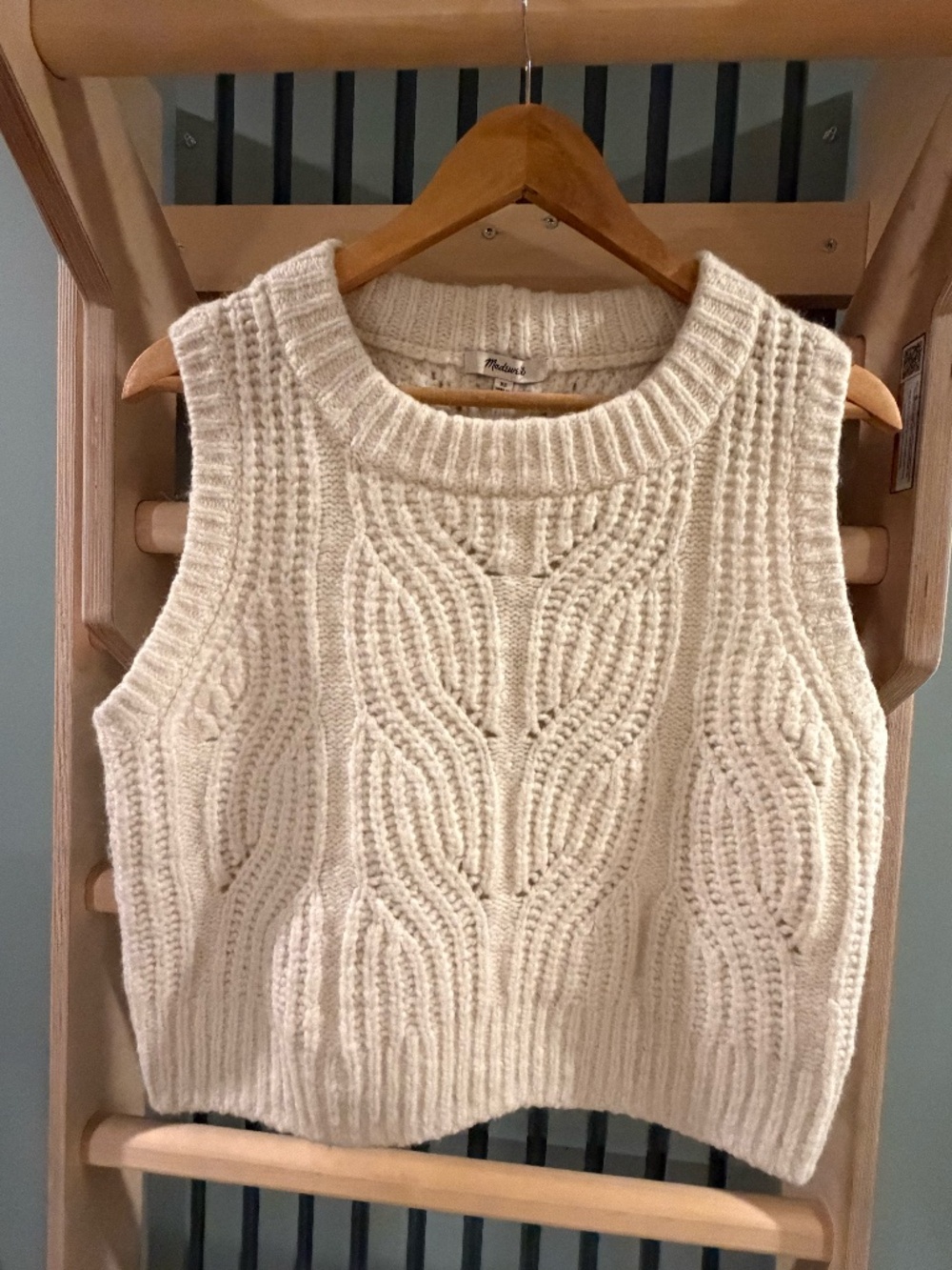 Madewell Ivory Cable Knit Sweater Vest – Size XS